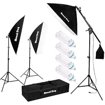 MOUNTDOG 1350W Photography Studio Softbox Lighting Kit with 4 X 5500K Bulbs Arm Holder Photo Vide... | Amazon (US)