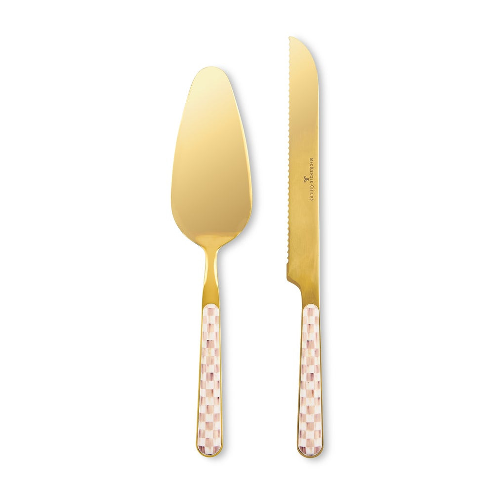 Mocha Check Bistro Cake Serving Set | MacKenzie-Childs