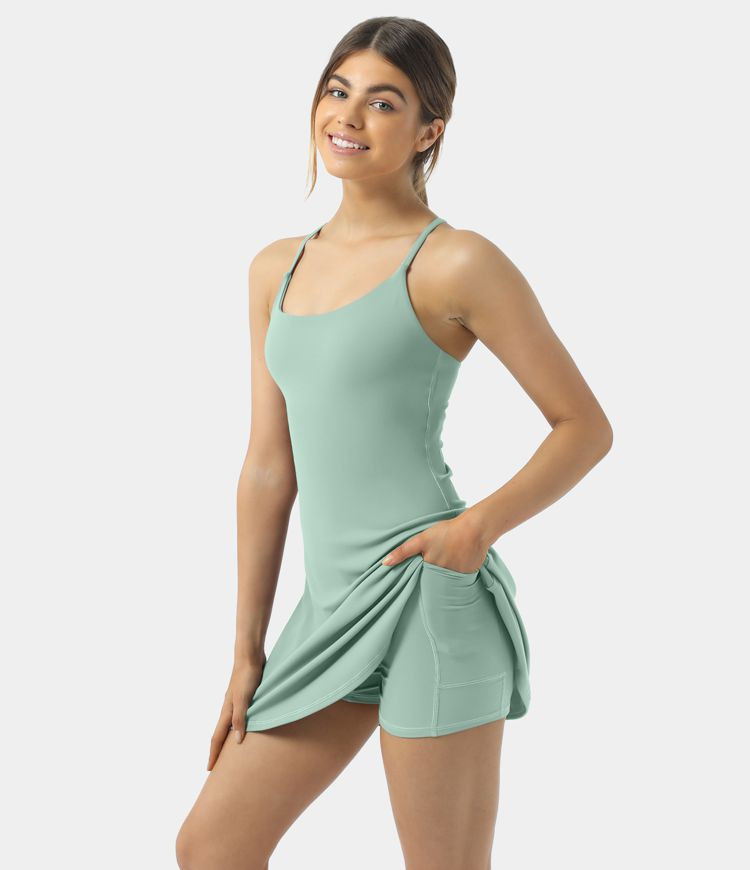 Women’s Everyday Cloudful™ Backless 2-in-1 Flare Workout Dress-Wannabe - HALARA | HALARA