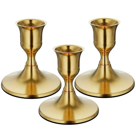 HIDAWN 3 Pack Metal Taper Candle Holders for Candlesticks Gold, Candelabra Vintage Candle Stick for Fireplace Party Dining Home | Walmart (US)