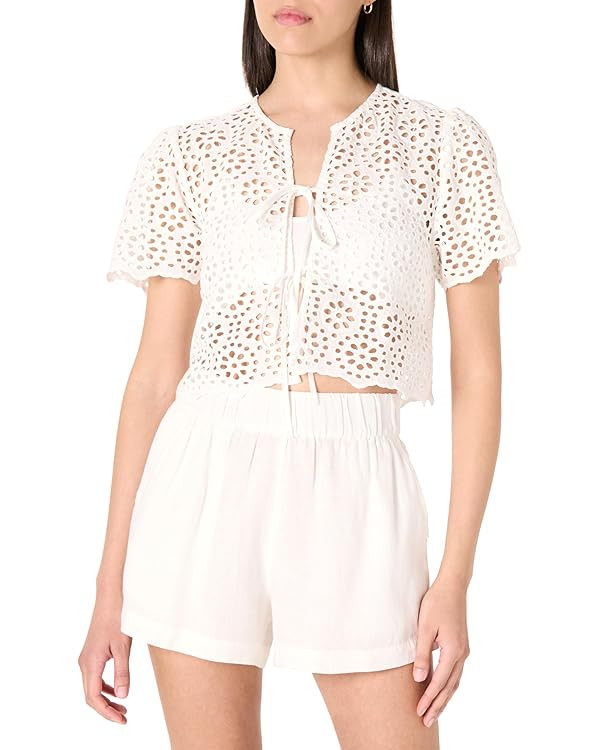 The Drop Women's Doca Lace Tie Front Top with Scallop Detail | Amazon (US)