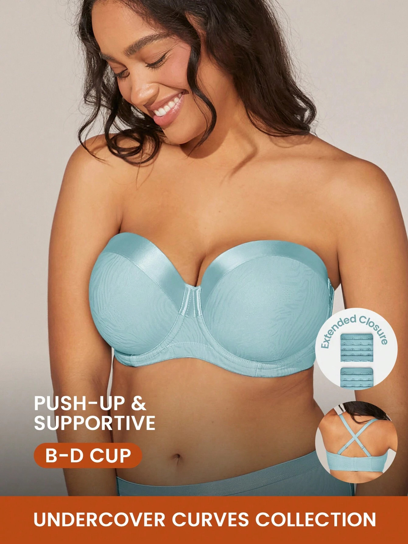 Luvlette Strapless Push-Up Satin Jacquard Bra | SHEIN