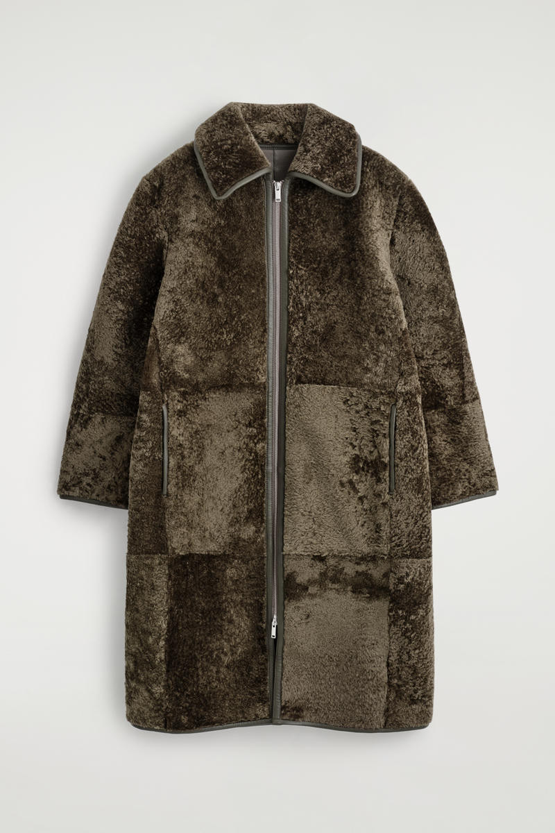 Leather-Bonded Shearling Long Coat | COS (US)