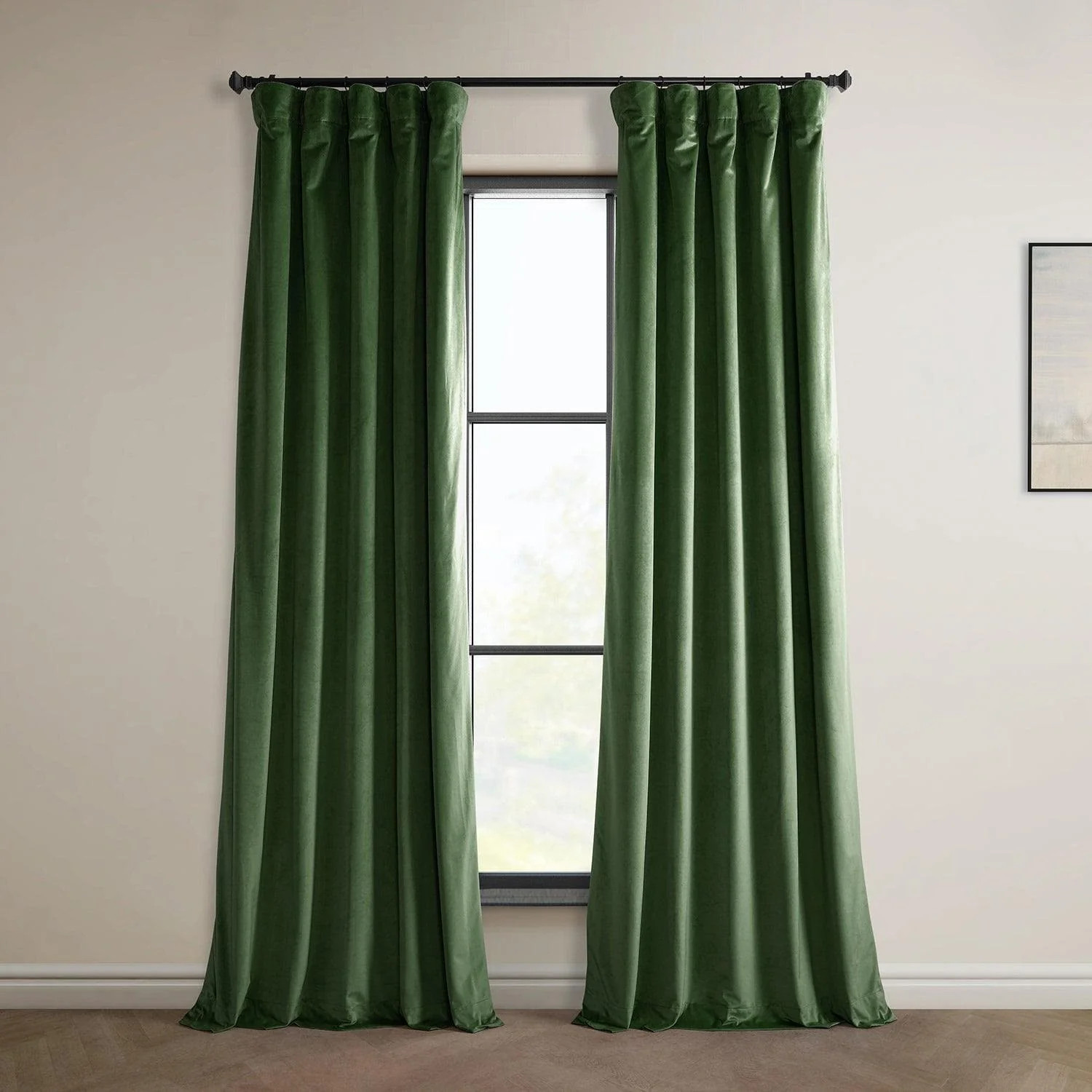 Eden Green Heritage Plush Velvet Room Darkening Curtain | Half Price Drapes