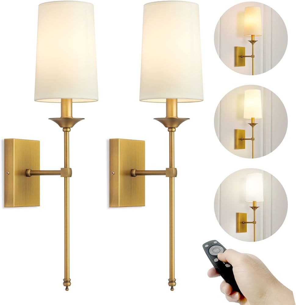 TERLEENART Rechargeable Battery Operated Wall Sconces Set of 2, Modern Mid Century Candlestick S... | Amazon (US)