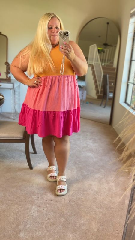 Wearing an affordable Walmart find that has me feeling like a popsicle. It’s so great for summer, it has pockets and basically it’s a vibe. Wearing size 1X. 

Orange and pink
Summer style

#LTKFind #LTKunder50 #LTKsalealert