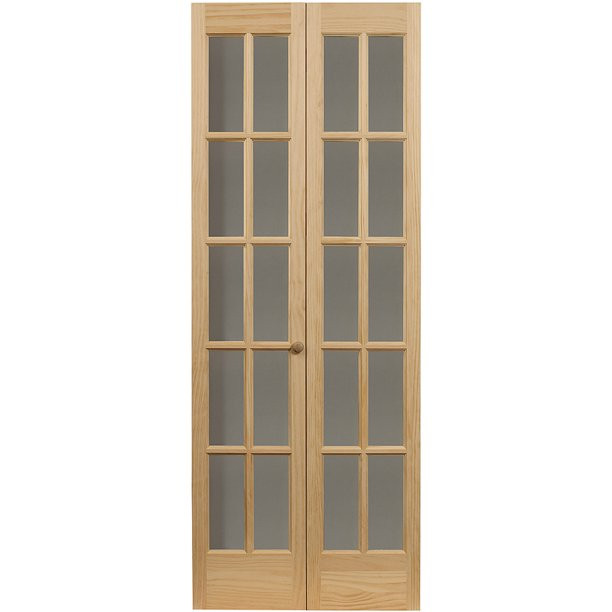 AWC Model 527 Traditional Divided Light Glass Bifold Door 32" x 80.5" Unfinished Pine - Walmart.c... | Walmart (US)