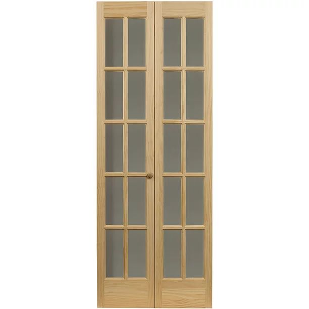 AWC Model 527 Traditional Divided Light Glass Bifold Door 32" x 80.5" Unfinished Pine - Walmart.c... | Walmart (US)