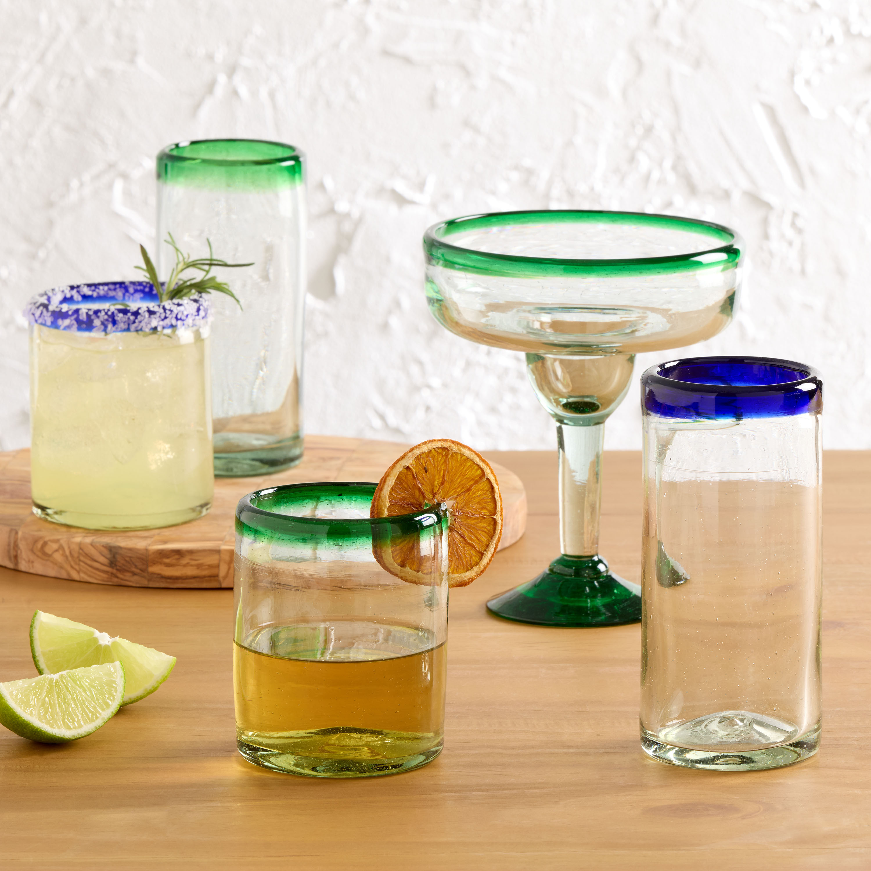 Rocco Blue Handcrafted Recycled Bar Glass Collection | World Market