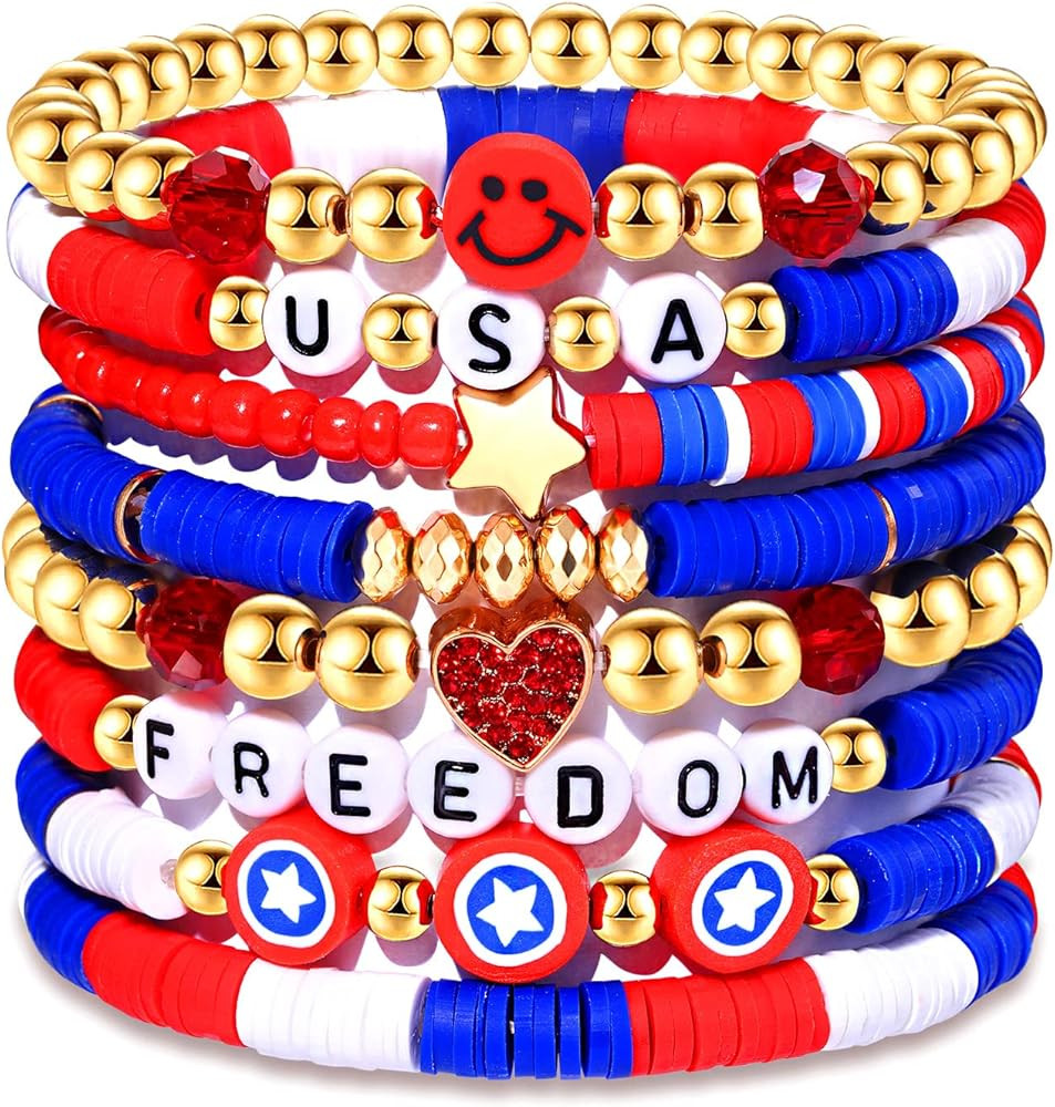 NVENF Rainbow Heishi Bracelets for Women Stackable African Vinyl Disc Bead Stretch Bracelets Bohe... | Amazon (US)