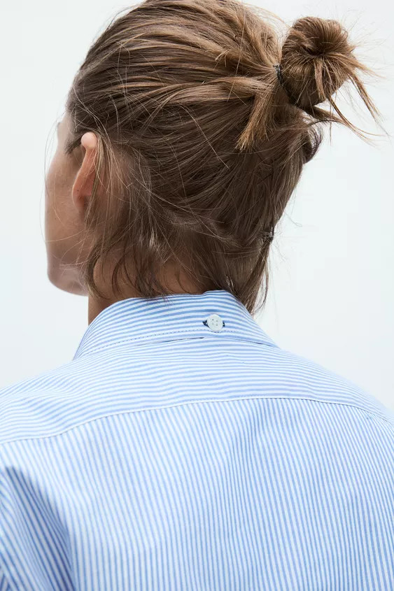 ZARA WOMAN COLLECTIONCotton shirt. Featuring a lapel collar, V-neck, long sleeves with cuffs, a r... | Zara UK