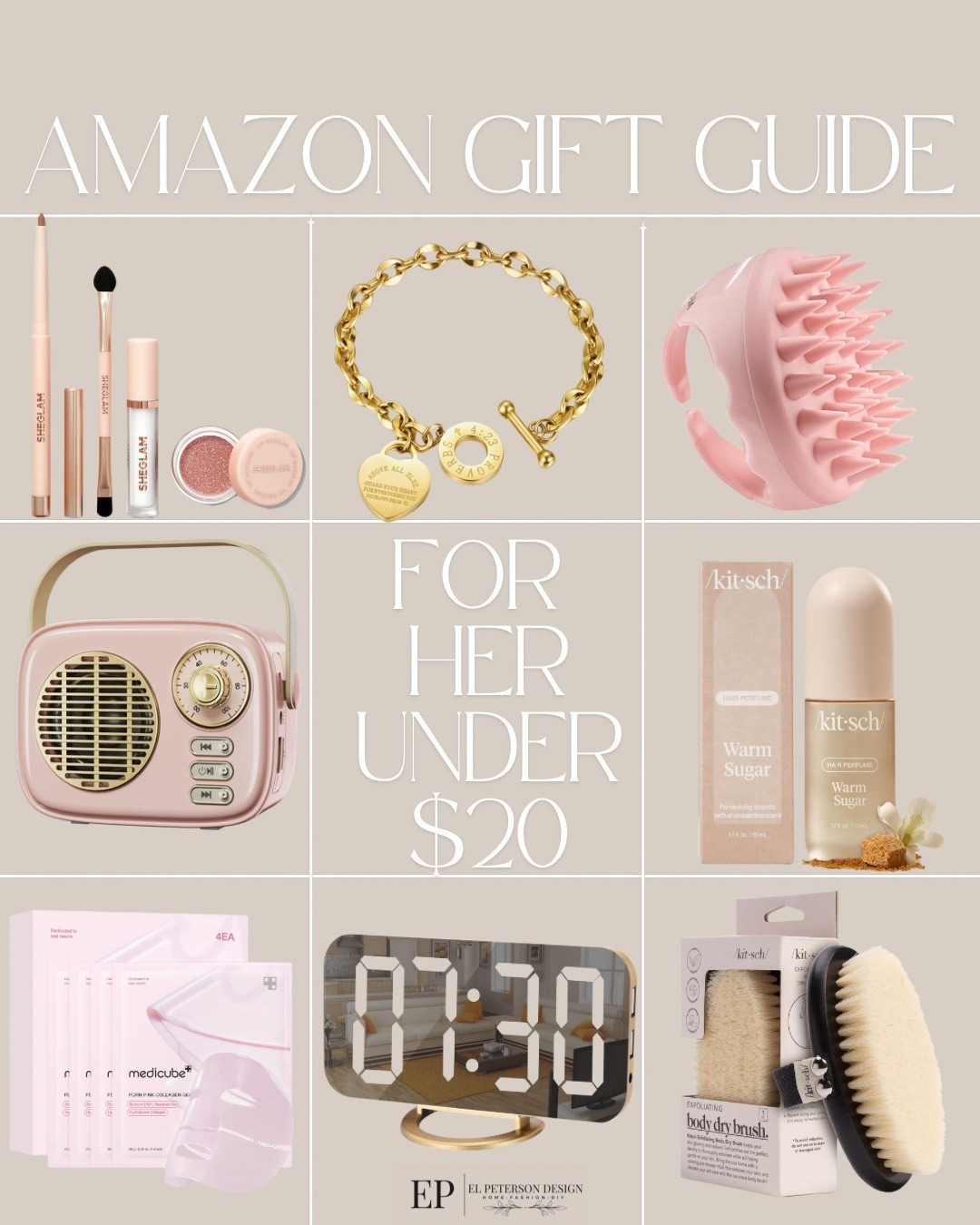 Amazon gift guide under $20
Bracelet
Wireless 
Bluetooth speaker
Anth block
Face mask 
Make  up kit 