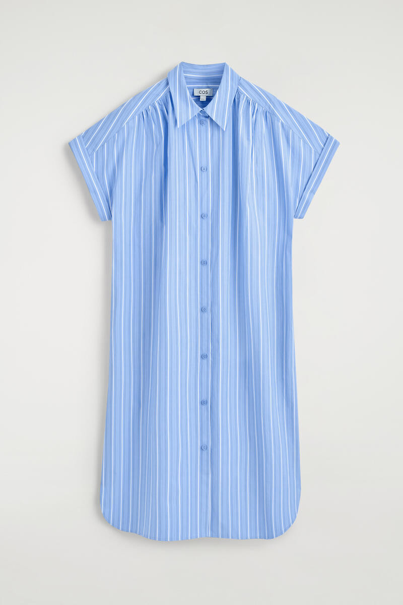 Striped Short-Sleeved Cotton Shirt Dress | COS (US)
