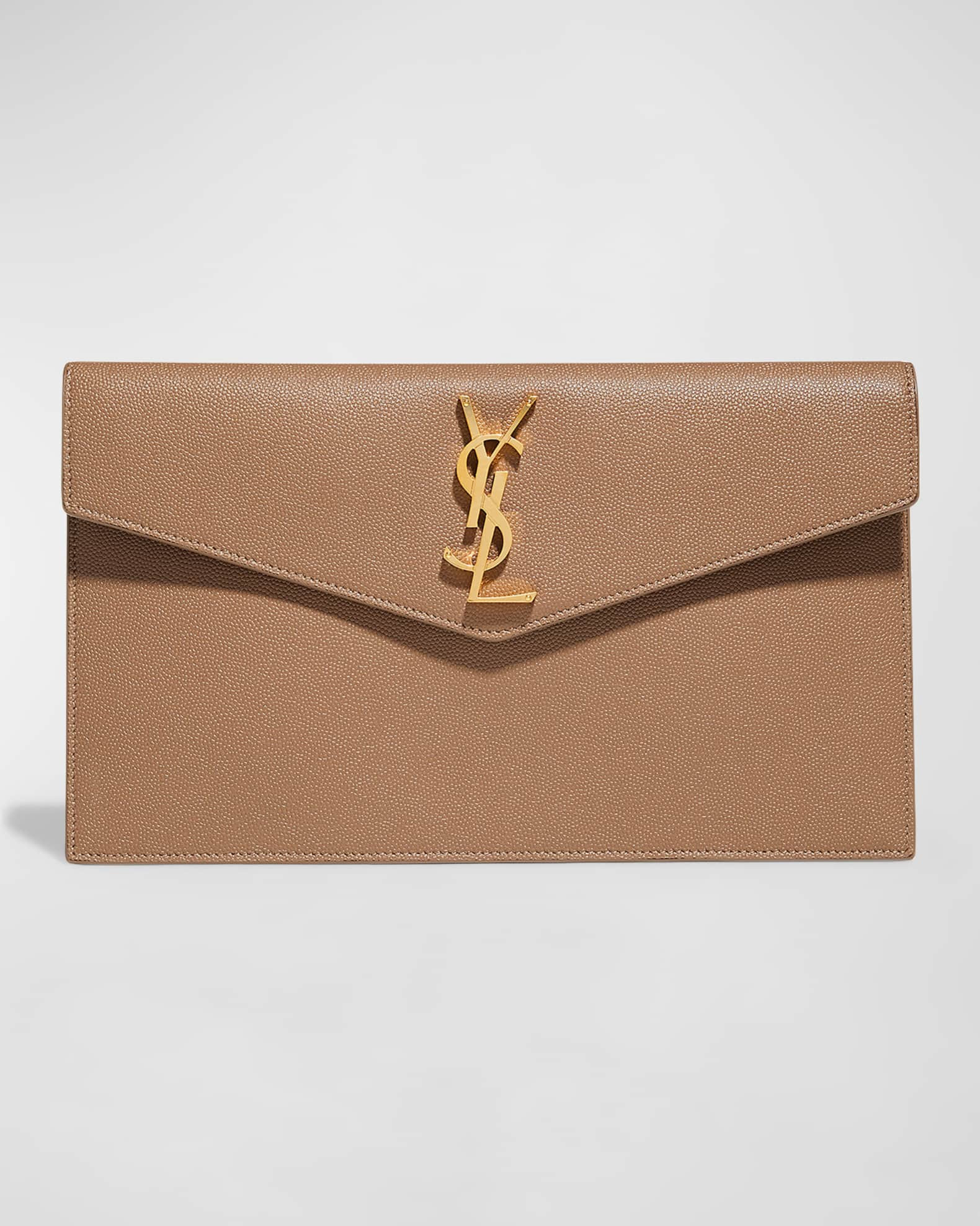 Saint Laurent Uptown Medium YSL Monogram Grain de Poudre Pouch Bag | Neiman Marcus