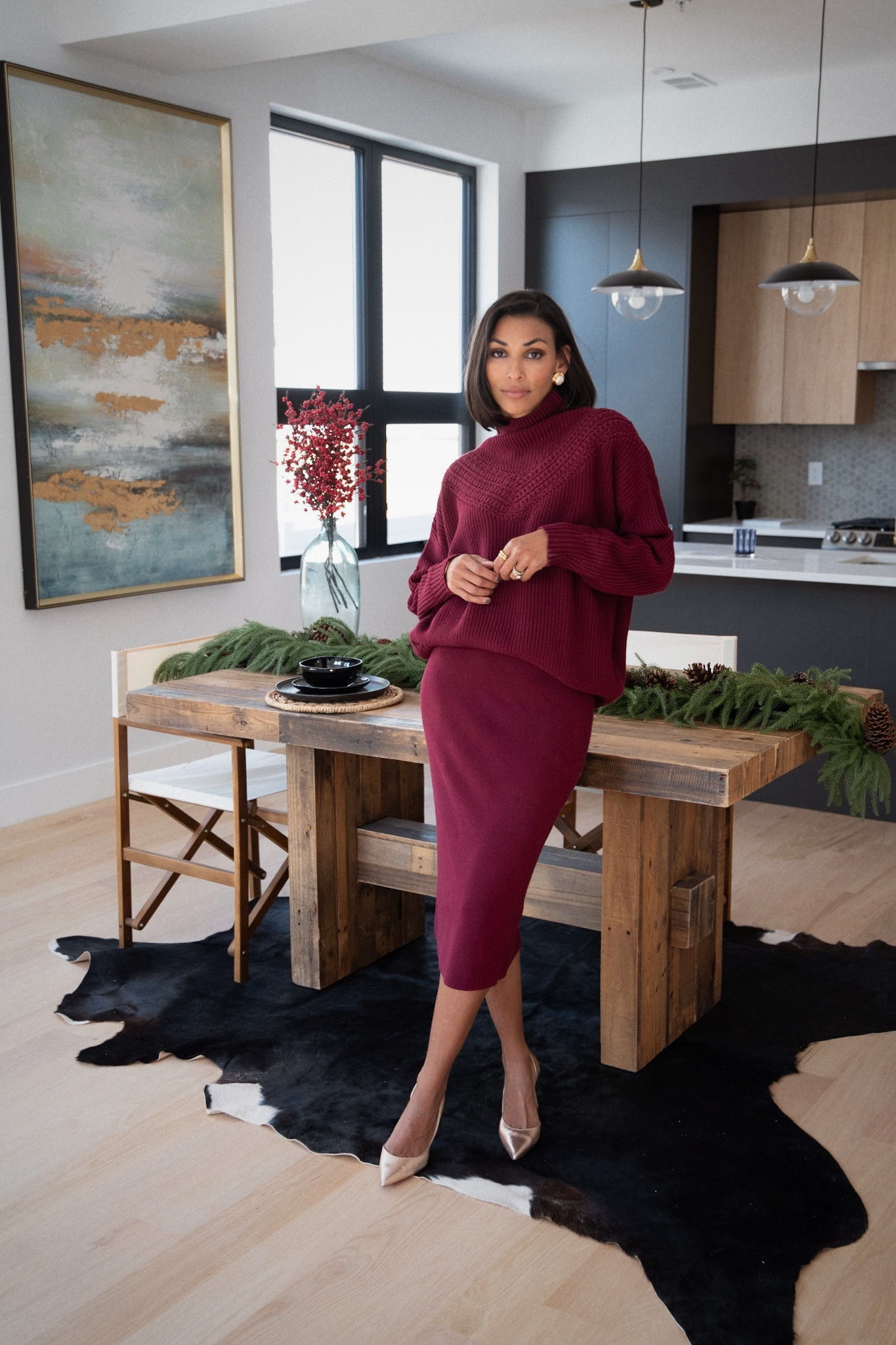 Holiday outfit, burgundy, sweater and skirt set 

#LTKStyleTip #LTKOver40 #LTKHoliday