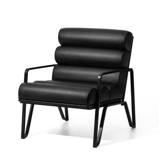 Glitzhome® 26.7" Black Wavy Faux Leather Accent Armchair | 26.75" x 31.5" x 31.5" | Michaels® | Michaels Stores