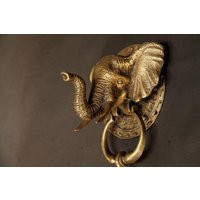 Elephant Brass Door Knocker, Antique Elephant Face Head Front Banger, Welcome Knocker | Etsy (US)