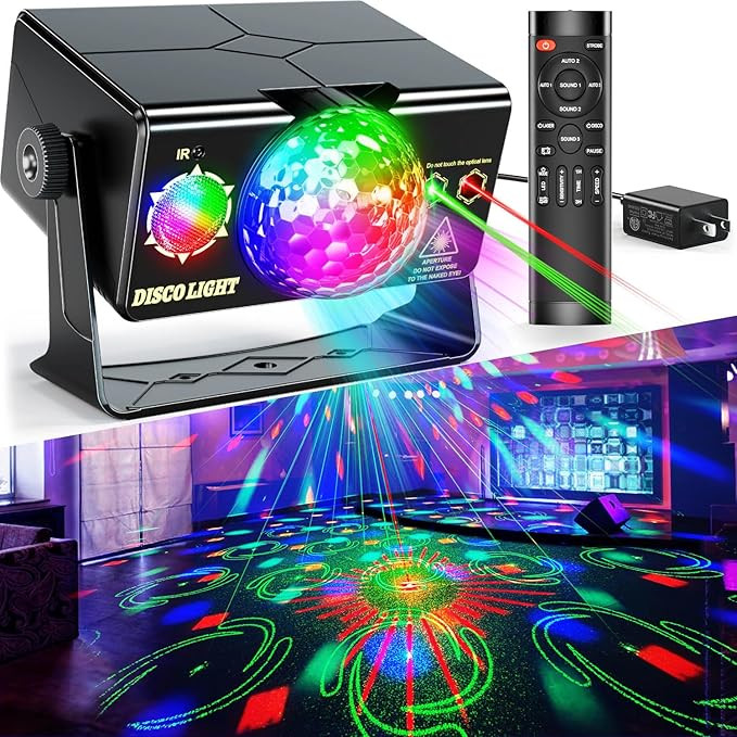 Party Lights Dj Disco Light Disco Ball Stage Strobe Lights LED Projector Sound Activated with Rem... | Amazon (US)