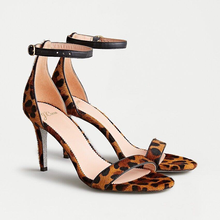 Riley sandals in leopard calf hair with glitter sole | J.Crew US