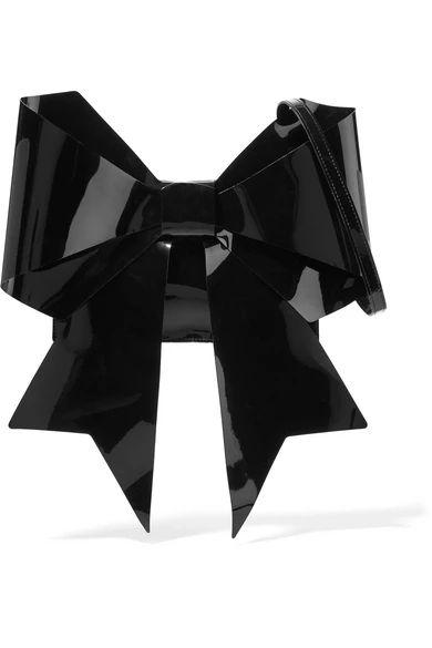 MM6 Maison Margiela - Bow-embellished Vinyl Shoulder Bag - Black | NET-A-PORTER (US)