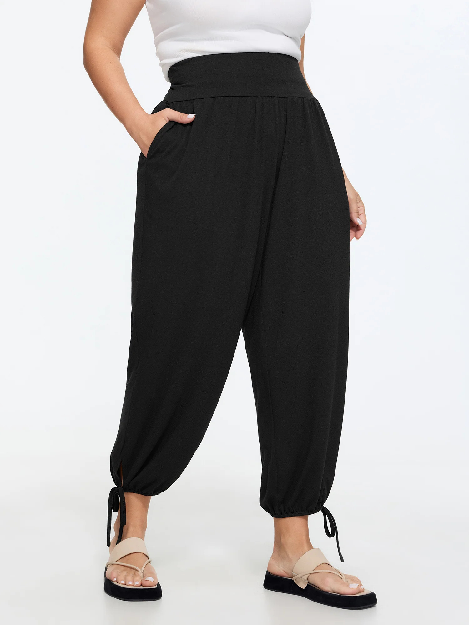 Supersoft Stretchy Side Drawstring Cropped Pants | Bloomchic