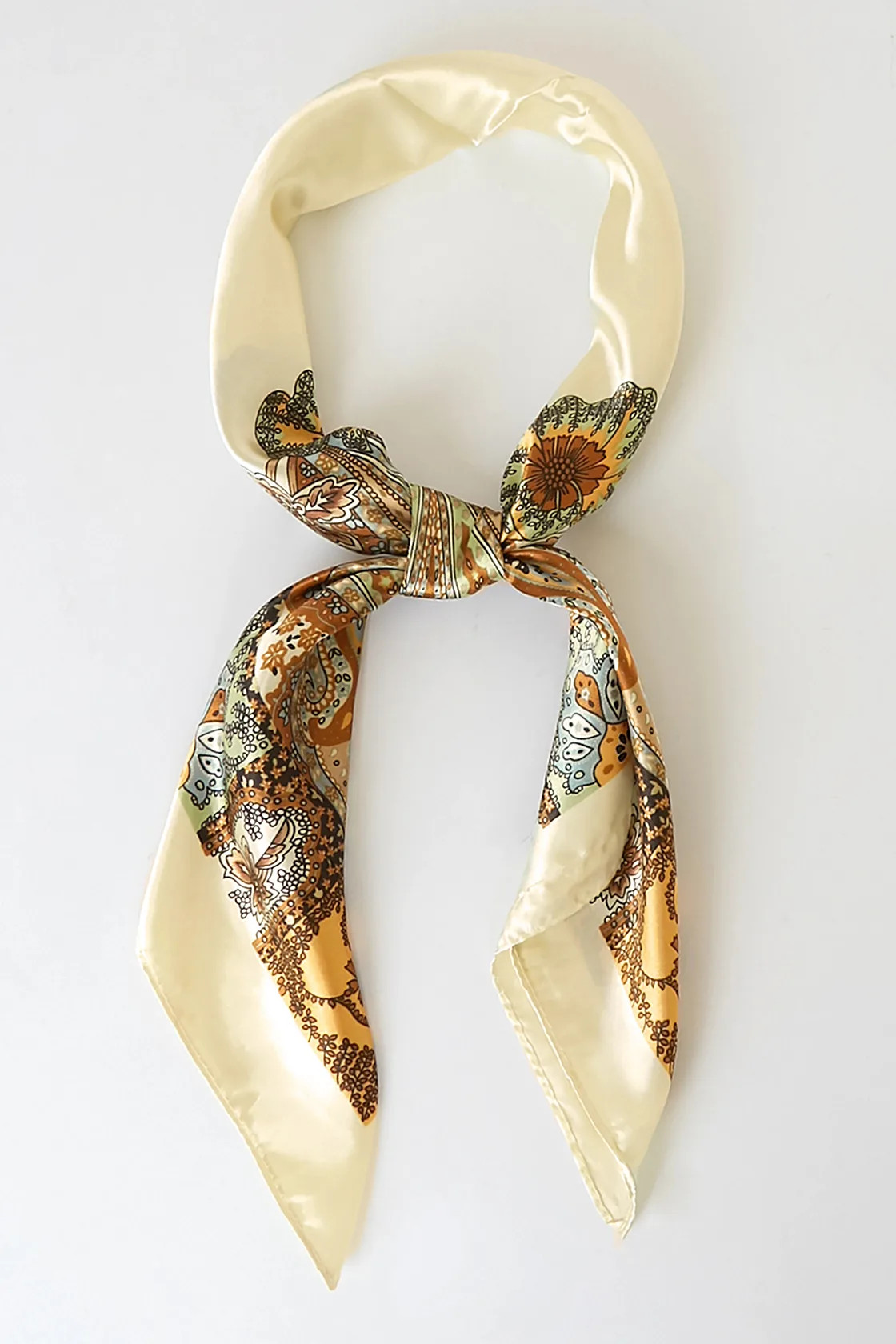 Sweetly Me Cream and Brown Paisley Print Satin Scarf | Lulus (US)