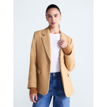 Free Assembly Women's and Women's Plus Single-Breasted Blazer with Ribbed Cuffs, Sizes XS-4X | Walmart (US)