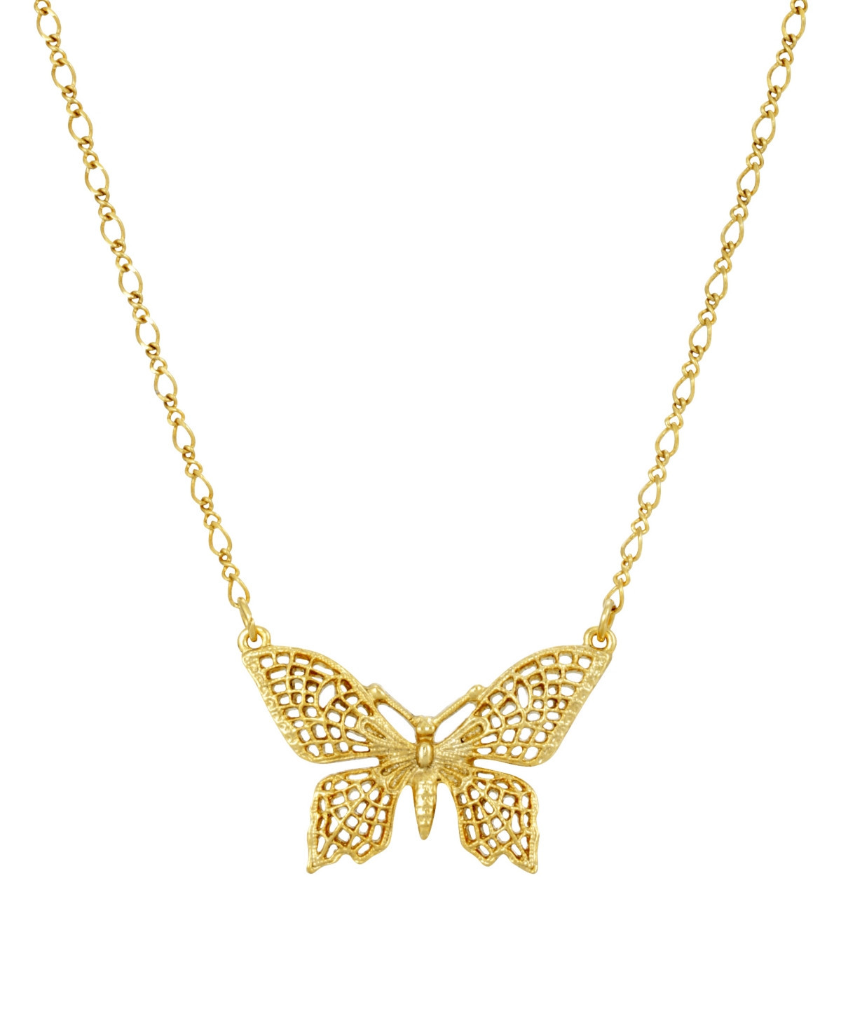 2028 Women's Gold Tone Filigree Butterfly Pendant Necklace - Gold | Macy's
