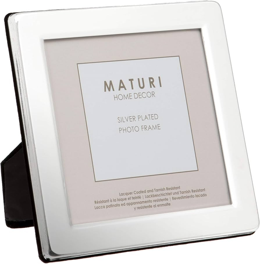 Maturi Silver Plated Photo Frame - Flat Edge Finish 4 x 4-inch (10 x 10cm) | Amazon (US)