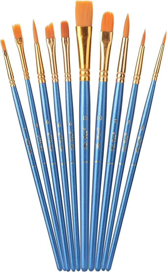 Mr. Pen- Acrylic Paint Brushes Set, 10 Pack, Round & Pointed Tip, Nylon Hair Artist Brushes for W... | Amazon (US)