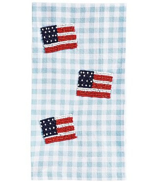 Mud Pie American Collection Flag Beaded Kitchen Towel - Red White Blue | Dillard's