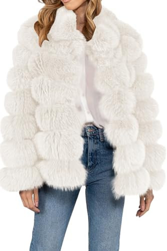 Women's Faux Fox Fur Coat for Winter Thick Warm Fur Jacket Halloween Costumes | Amazon (US)