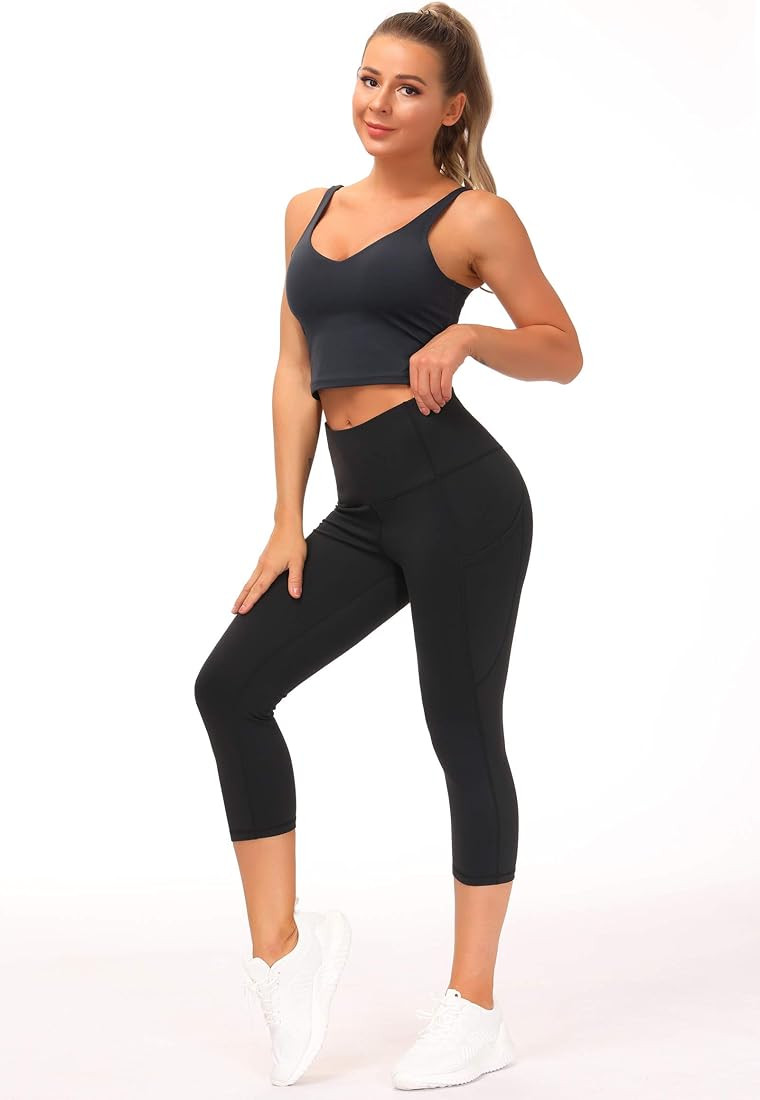 THE GYM PEOPLE Thick High Waist Yoga Pants with Pockets, Tummy Control Workout Running Yoga Leggings | Amazon (US)