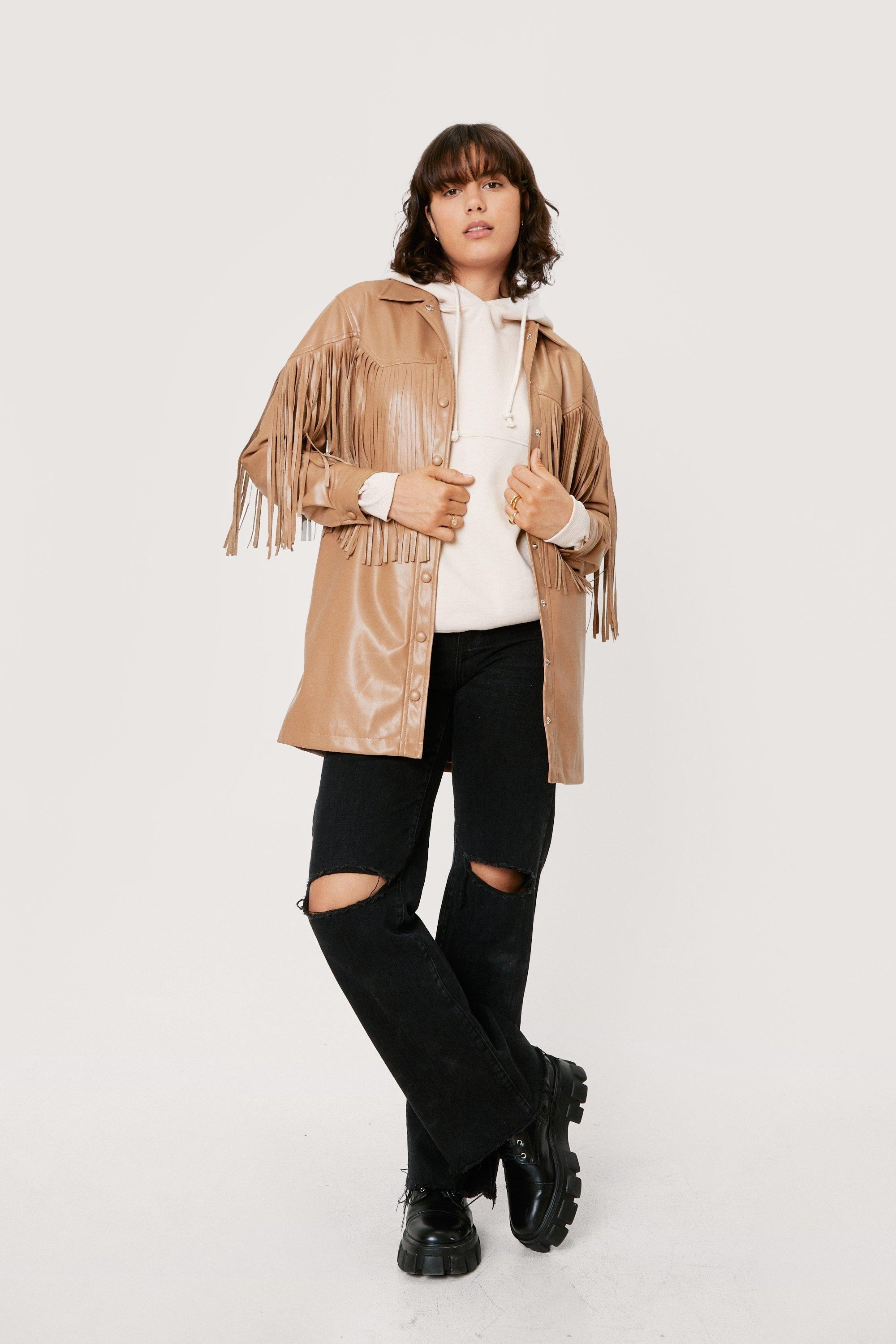Western Fringed Faux Leather Coat | Nasty Gal (US)