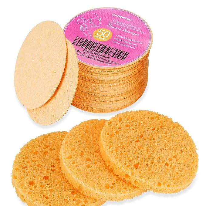 50-Count Compressed, GAINWELL Cellulose, 100% Natural Cosmetic Spa Sponge for Facial Cleansing, E... | Amazon (US)