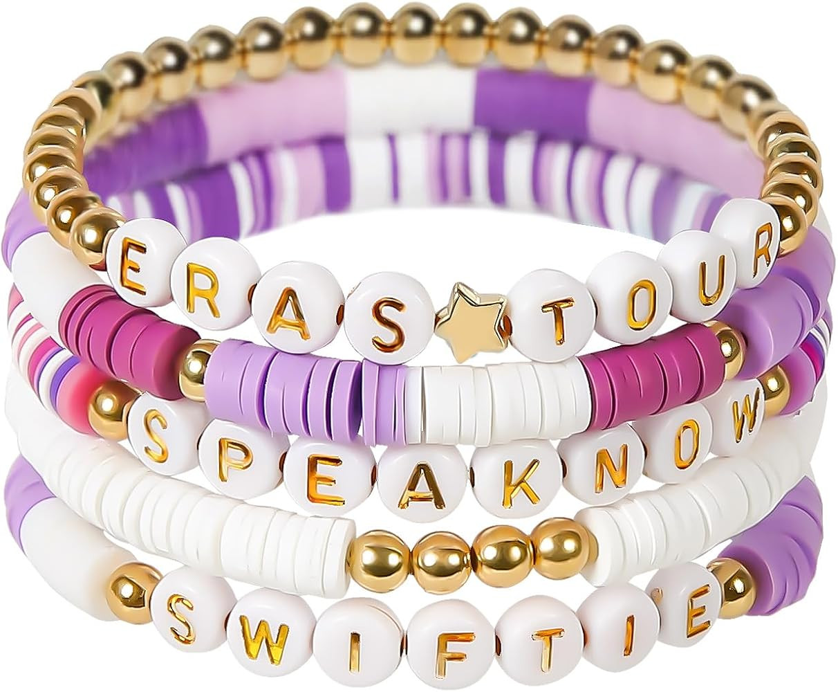 HAOXIA 5-piece travel bracelet set TS Inspired Bracelets Friendship Fans Eras Speak Now Music Lov... | Amazon (US)
