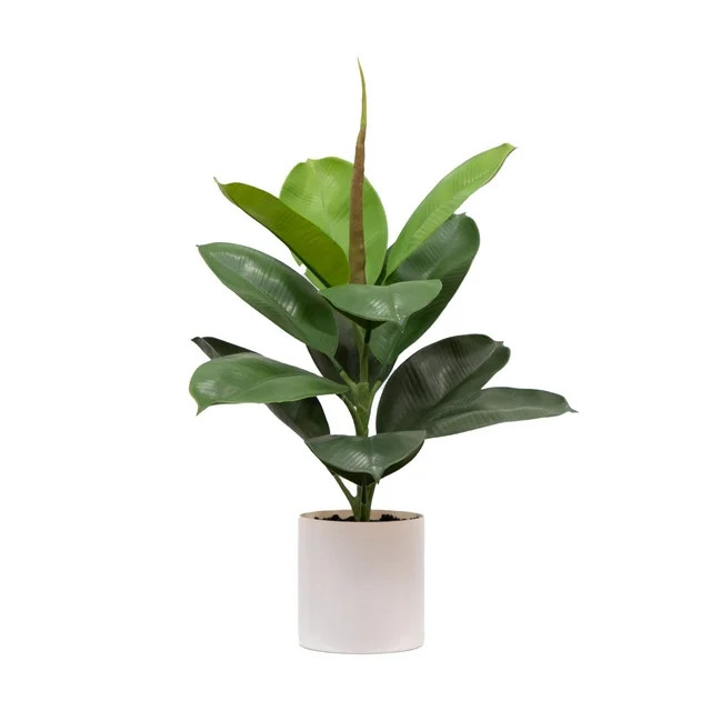 Mainstays 20"H Artificial Indoor Fiddle Leaf Fig Plant in Plastic Vanilla Planter | Walmart (US)