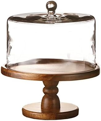 American Atelier Madera Pedestal Plate with Dome, Brown, 11.8x12.2" | Amazon (US)