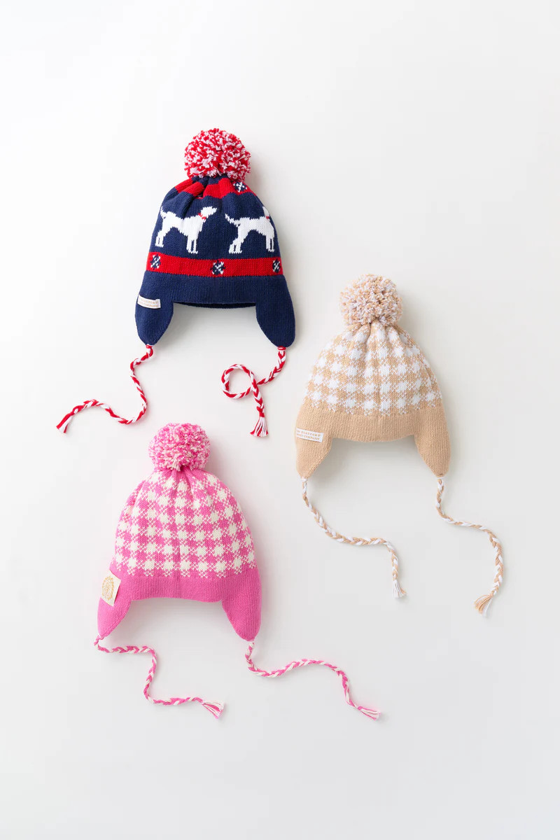 Parrish Pom Pom Hat - Light Khaki & Worth Avenue White Gingham | The Beaufort Bonnet Company