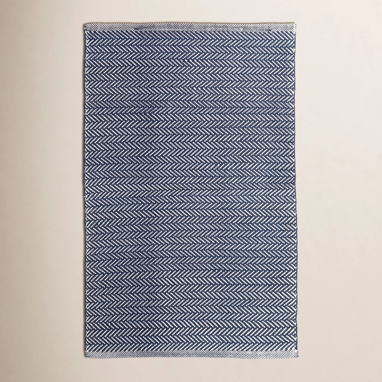 Herringbone Indigo/White Handwoven Indoor/Outdoor Rug | Birch Lane