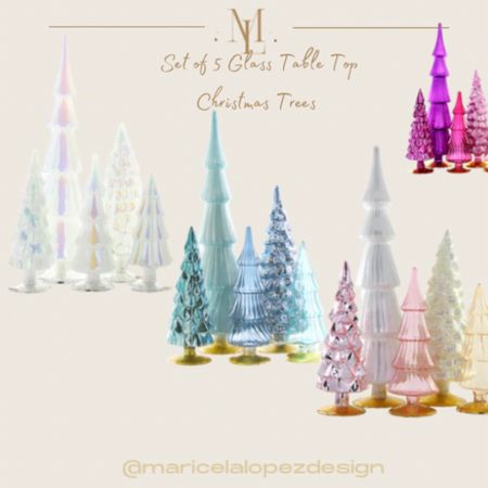 Beautiful set of 5 glass Christmas table top trees in pink, white, blue, hot pink, green 

#LTKHoliday #LTKGiftGuide #LTKSeasonal