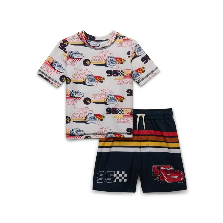 Character Toddler Boy Short- Sleeve Rash Guard and Swim Shorts Set, 2-Piece, Sizes 12M-5T | Walmart (US)