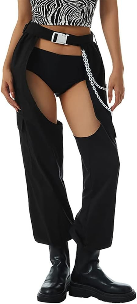 Women Fashion Cargo Pants High Rise Sweatpants Rave Reflective Pants Solid Color Color Block | Amazon (US)