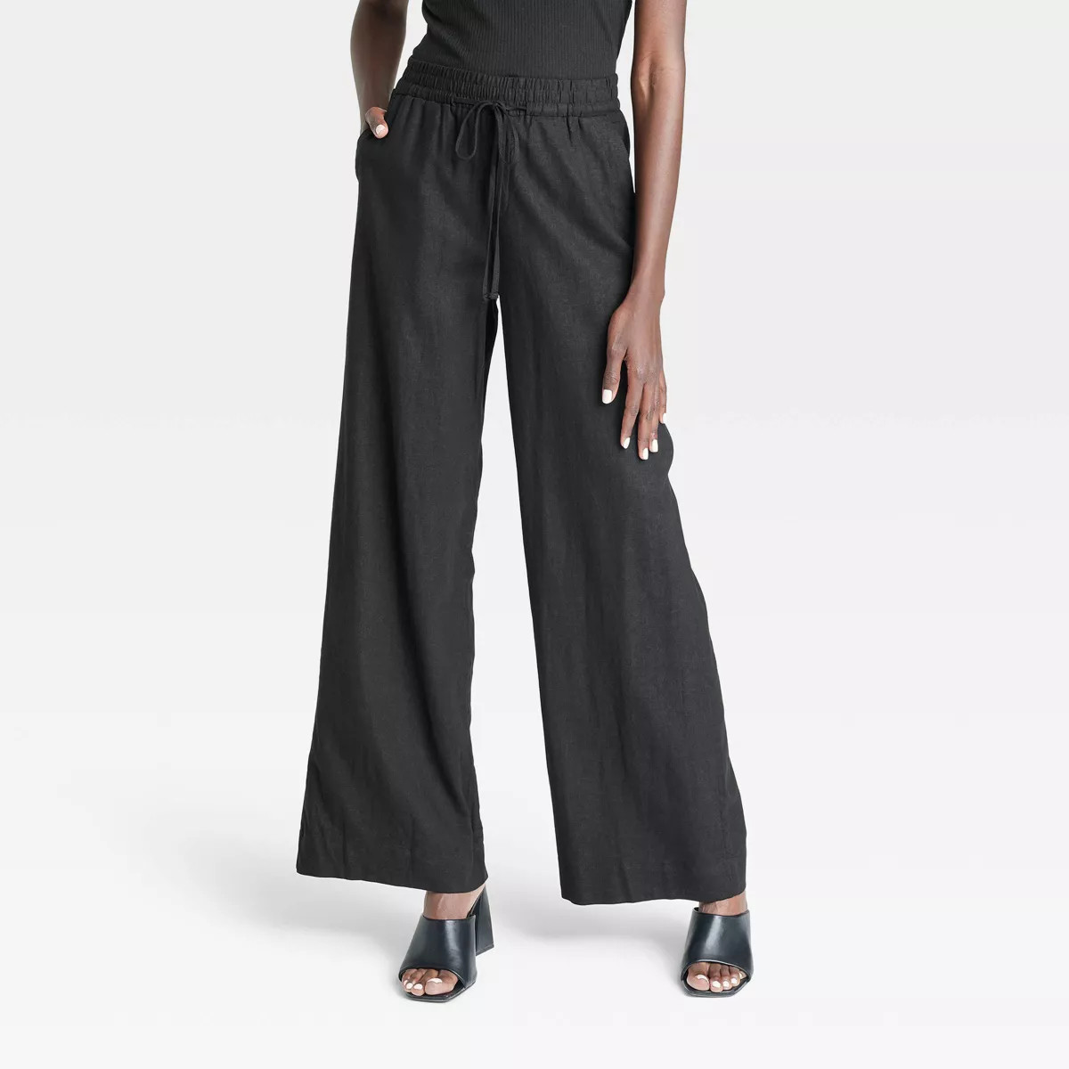 Women's High-Rise Wide Leg Linen Pull-On Pants - A New Day™ | Target