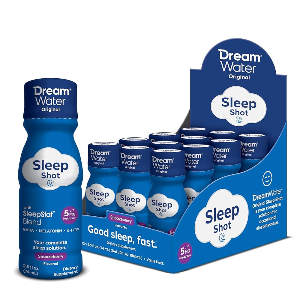 Dream Water Sleep Aid Supplement Drink; Melatonin 5mg, GABA, 5-HTP; Zero Sugar, Natural Flavors, ... | Amazon (US)