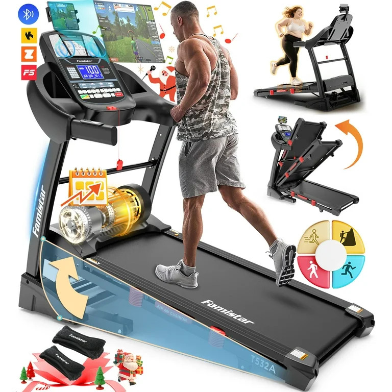 Famistar 5.1HP Folding Treadmill for Home with 15% Auto Incline, 300-400 LB Capacity, Portable Fo... | Walmart (US)