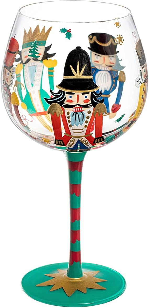 NymphFable Wine Balloon Hand Painted Nutcrackers Christmas Wine Glass 20oz Glassware Christmas Gi... | Amazon (US)