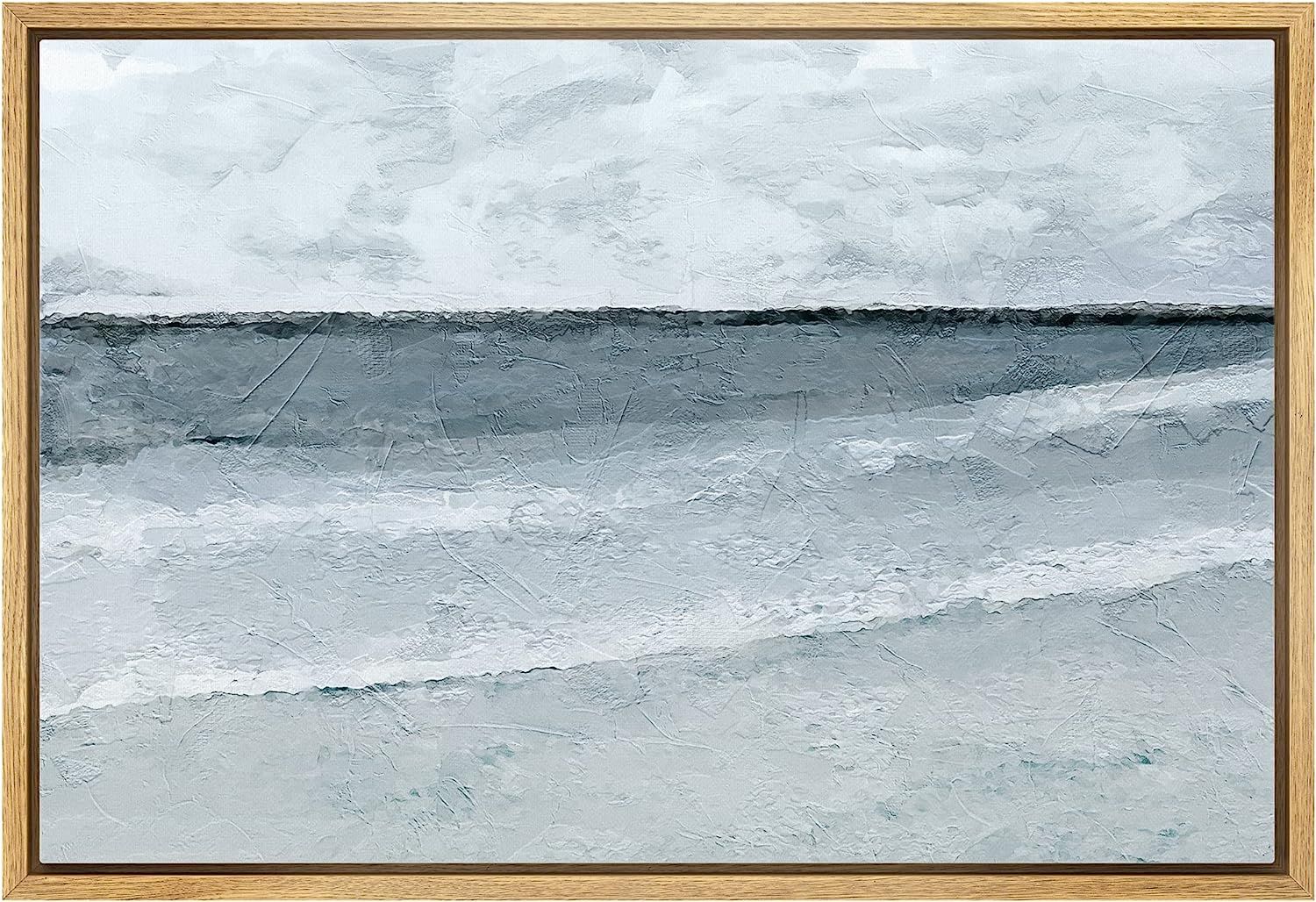 Amazon.com: wall26 Framed Canvas Print Wall Art Blue Gray Ocean Waves on Beach Shore Nature Wilde... | Amazon (US)