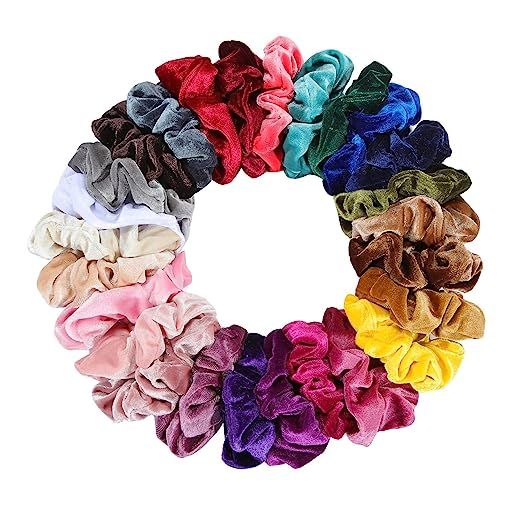 Nxconsu 26Pcs Velvet Hair Scrunchies Silky Cute Elastic Hair Bands Ties Ropes Hair Stylish Ponyta... | Amazon (US)