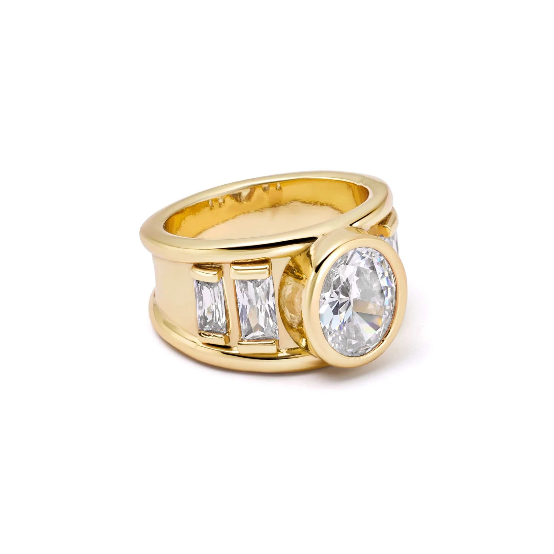 Polly Crystal Chunky Ring 18ct Gold Plate | Daisy London Jewellery